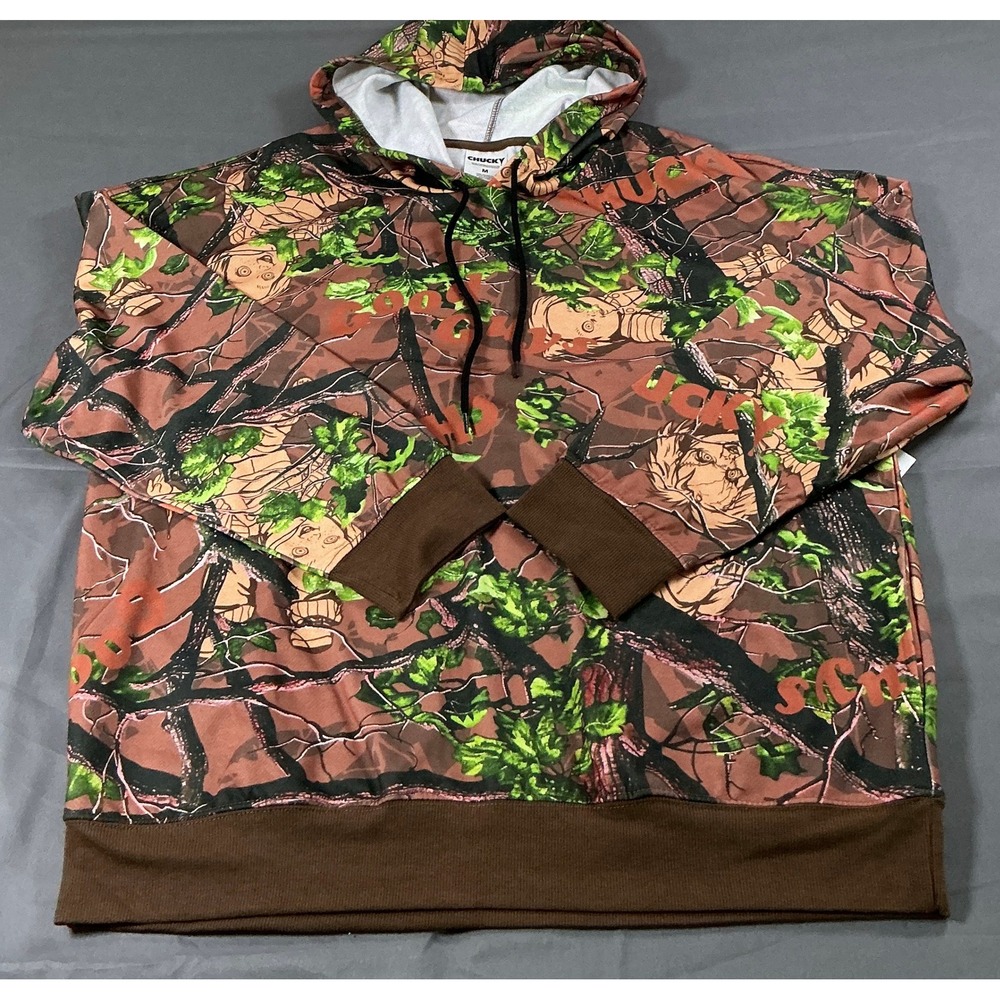 Chucky Horror Movie Camo Hoodie Mens Medium NWT Good Guys Real Tree Pullover